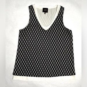 Anthropologie W5 Black & Cream Layered V-Neck Sleeveless Blouse Tank Top Size S